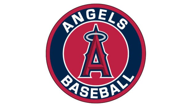 The Los Angeles Angels logo features a red  A  with a halo in a circular design, 4K Desktop Wallpaper