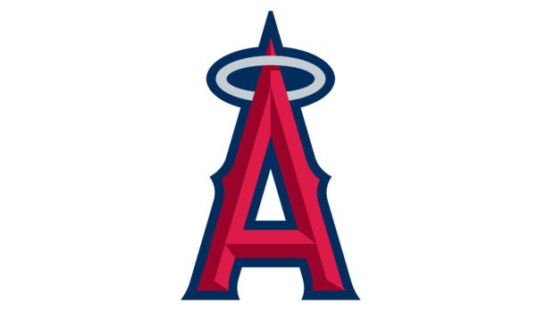 The Los Angeles Angels logo features a bold red A with a silver halo, 4K Desktop Wallpaper