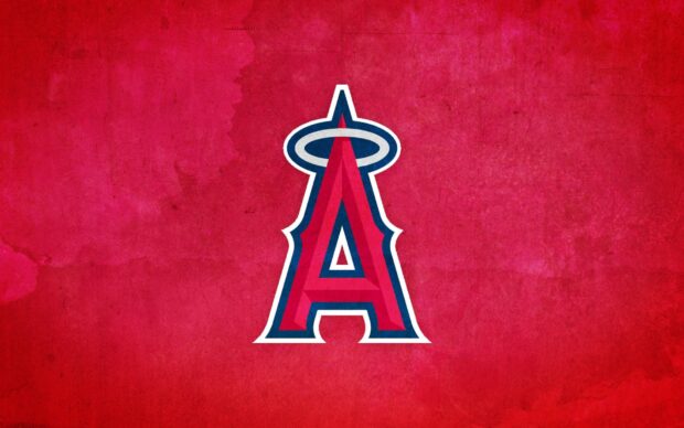The Los Angeles Angels logo is displayed on a textured red background, HD Desktop Wallpaper