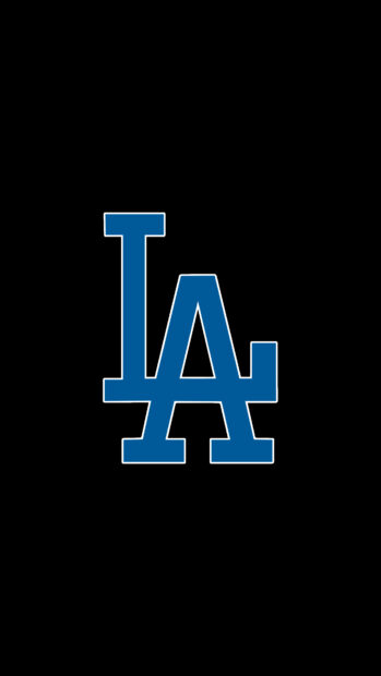 The Los Angeles Dodgers logo is displayed in blue on a black background, 4K Phone Wallpaper