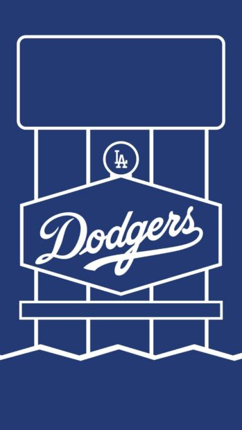The image shows a stylized Los Angeles Dodgers logo in white on a blue background, HD Mobile Wallpaper