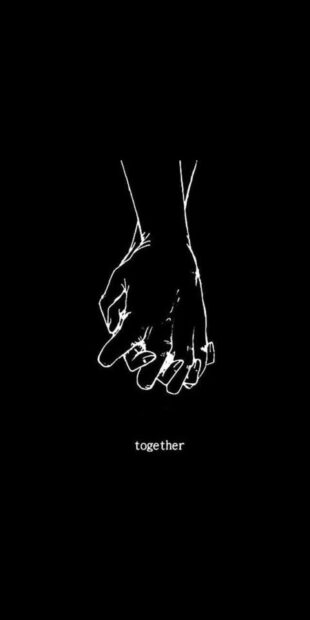 A simple drawing of a love couple holding hands together, HD Phone Wallpaper