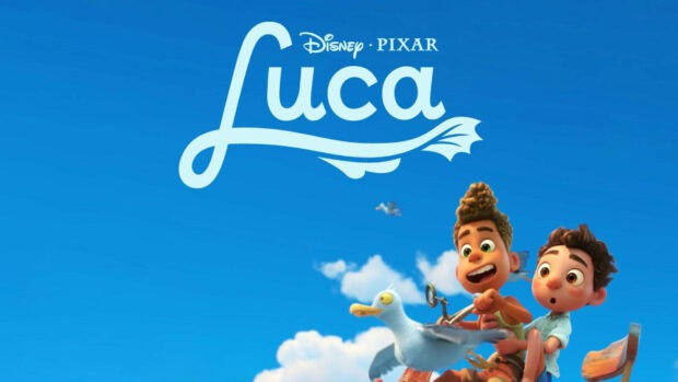 Luca Wallpapers characters riding a bird in the sky, HD Desktop Wallpaper