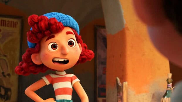 A character with red curly hair and a blue hat shows an excited expression in Luca Wallpapers, HD Desktop Wallpaper