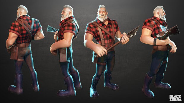 A strong lumberjack with an axe wearing a red plaid shirt, HD Desktop Wallpaper