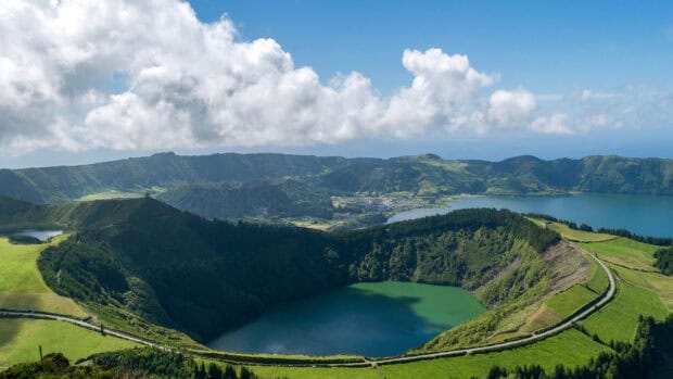 The Azores is home to serene crater lakes surrounded by lush greenery, HD Desktop Wallpaper