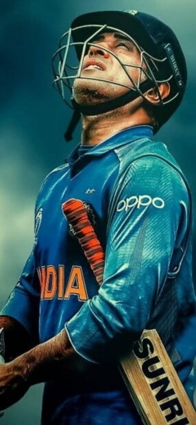 A cricket player wearing a blue jersey in an intense moment from Ms Dhoni The Untold Story, HD Phone Wallpaper