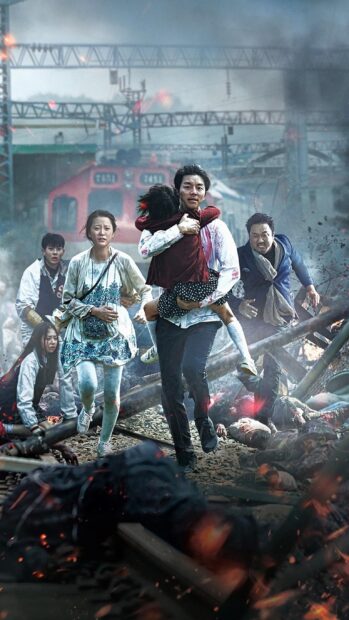Ma Dong Seok wallpapers show a tense rescue scene on railway tracks, 2K Mobile Wallpaper