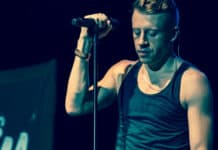 Macklemore is singing into a microphone during a concert, HD Desktop Wallpaper