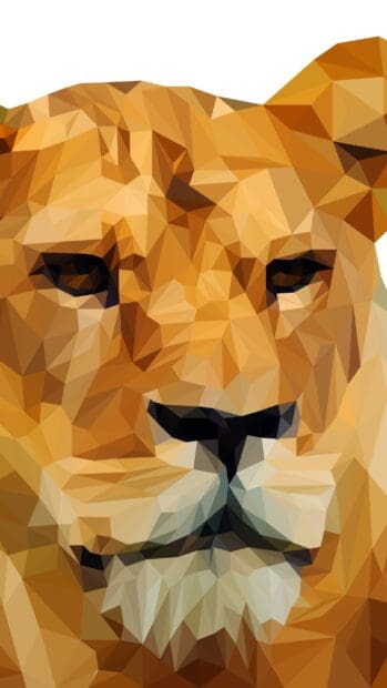 A close up of a lion's face designed with facets wallpapers art style, 2K Phone Wallpaper