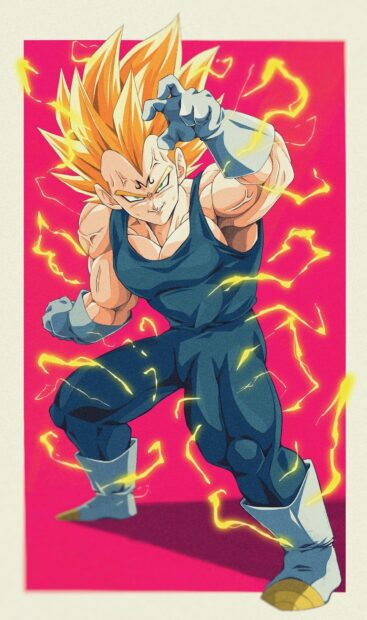Majin Vegeta is shown with glowing energy and intense expression, HD Phone Wallpaper
