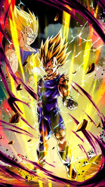 Majin Vegeta wallpapers show intense energy and fierce determination, 4K Phone Wallpaper