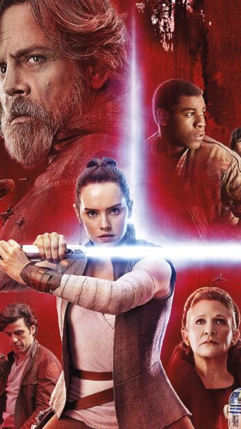 Mark Hamill and other characters from Star Wars are featured in this action packed scene, 4K Phone Wallpaper