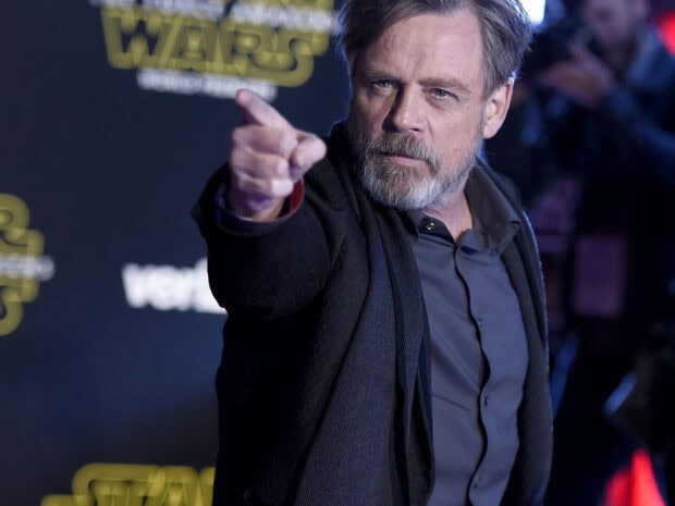 Mark Hamill is pointing forward at a Star Wars event, HD Desktop Wallpaper