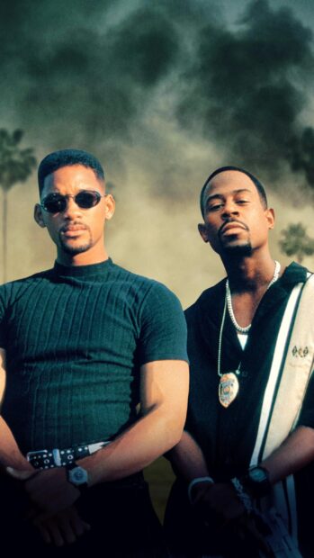 Martin Lawrence and Will Smith pose in serious stances with a cloudy background, 2K Phone Wallpaper