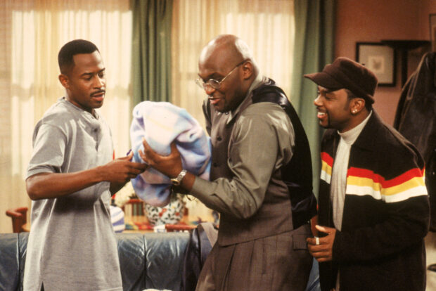 Martin Lawrence Wallpapers show three men sharing a joyful moment indoors, HD Desktop Wallpaper