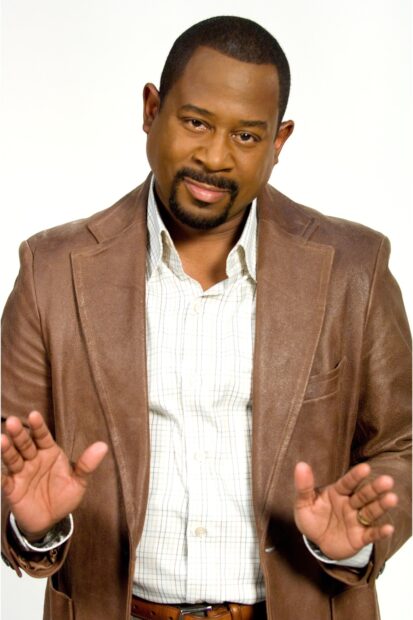 Martin Lawrence wallpapers showing a man in a brown jacket with hands raised, HD Mobile Wallpaper