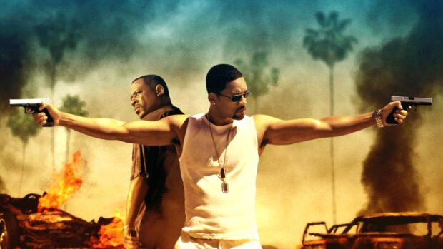 Martin Lawrence and co star aiming guns in an intense action scene, HD Desktop Wallpaper