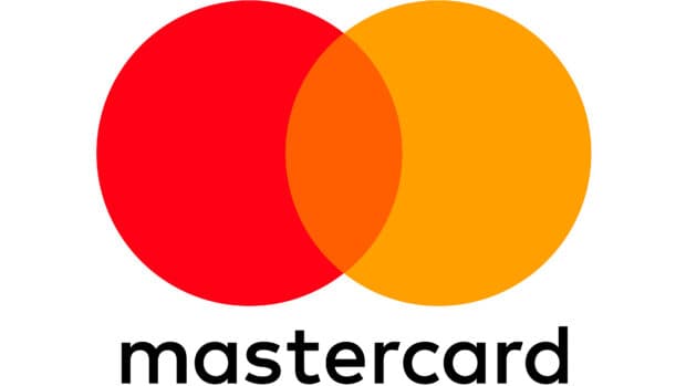 Mastercard logo featuring two overlapping red and orange circles, 4K Desktop Wallpaper
