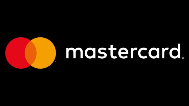 Mastercard logo with red and yellow circles on black, 4K Desktop Wallpaper