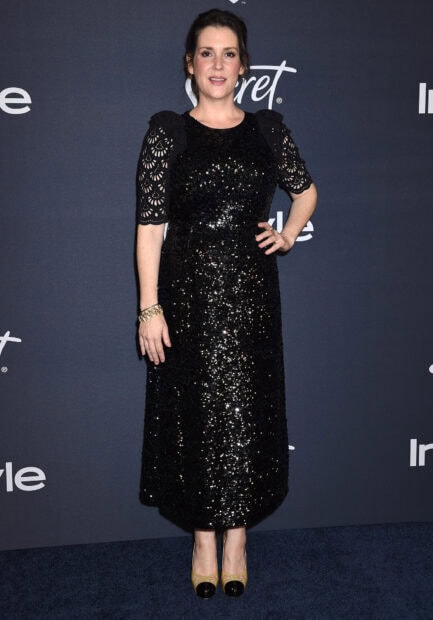 Melanie Lynskey poses in an elegant black sequin dress at an event, HD Desktop Wallpaper