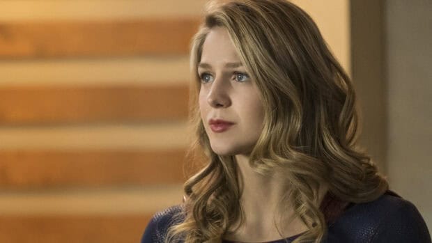 Melissa Benoist is seen looking thoughtfully to the side with curled hair, 4K Desktop Wallpaper