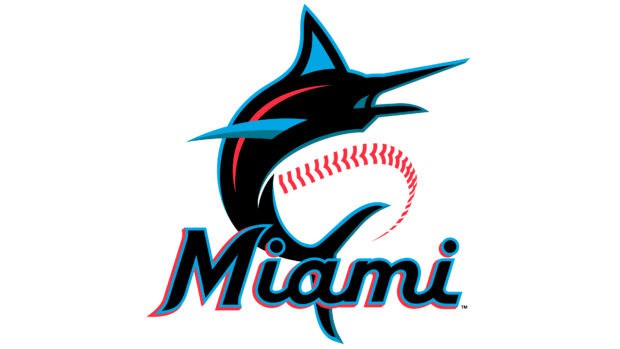 The Miami Marlins logo features a marlin fish over a baseball with Miami text, 4K Desktop Wallpaper