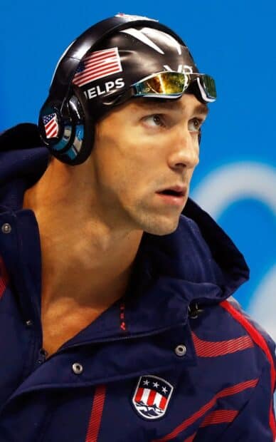 Michael Phelps is wearing his swim cap and goggles in preparation for a race, HD Mobile Wallpaper