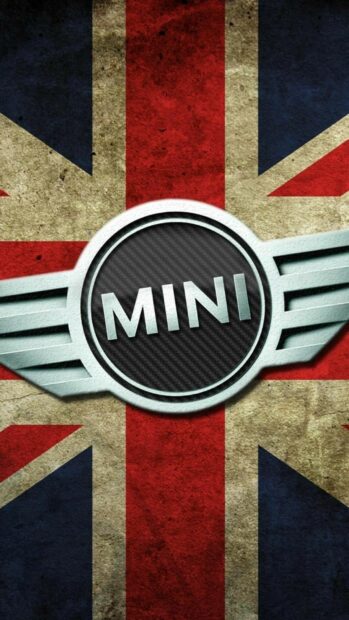 The Mini Cooper logo is displayed over a vintage Union Jack flag design, HD Phone Wallpaper