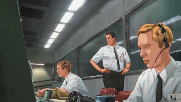 The Apollo 10 crew works intensely during the space mission, HD Desktop Wallpaper