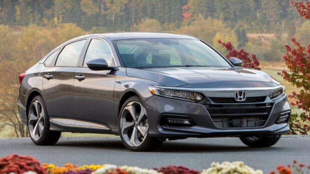 A sleek Honda Accord is parked outdoors with autumn trees in the background, HD Desktop Wallpaper