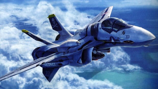 A jet fighter is soaring high over a cloudy sky, HD Desktop Wallpaper