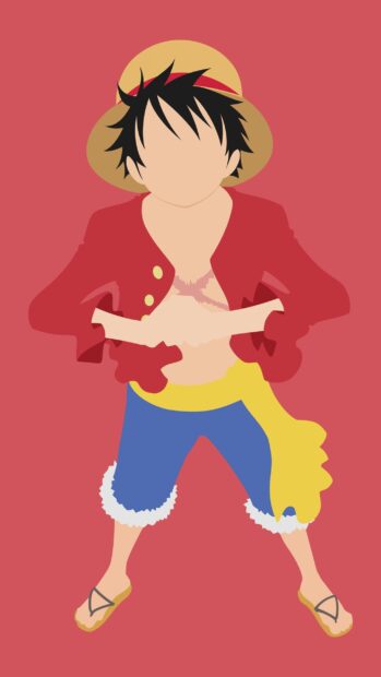 A digital illustration of Monkey D Luffy in a fighting stance with iconic outfit and hat, 2K Phone Wallpaper