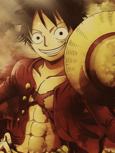 Monkey D Luffy is shown smiling broadly while holding his straw hat in this artwork, HD Mobile Wallpaper