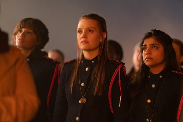 Three women focused during a ceremony in Motherland Fort Salem tv series, 2K Desktop Wallpaper