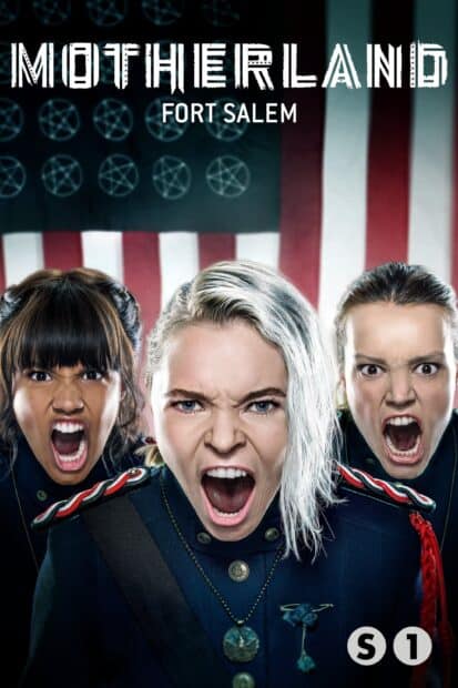Three fierce characters from Motherland Fort Salem tv series showing intensity, 2K Mobile Wallpaper