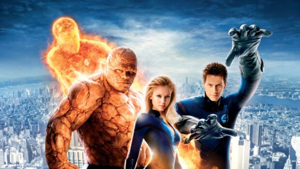 Mr Fantastic Wallpapers shows the superhero team with Mr Fantastic stretching his arms, HD Desktop Wallpaper