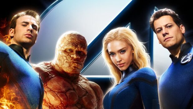 Mr Fantastic wallpapers showing the Fantastic Four characters together in blue suits, HD Desktop Wallpaper