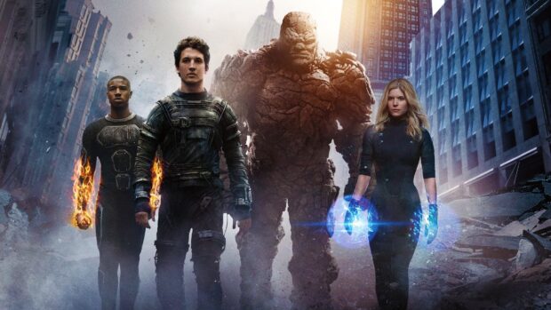 Mr Fantastic Wallpapers show the superhero group in a destroyed city scene, HD Desktop Wallpaper