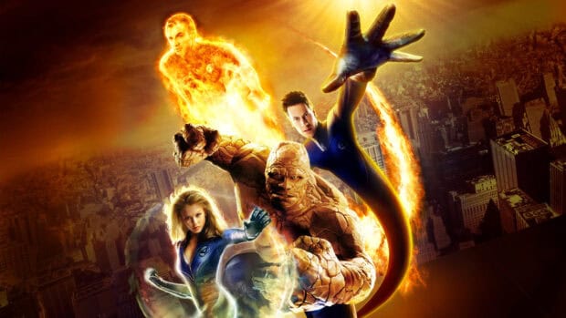 The Fantastic Four team led by Mr Fantastic stands ready over a city skyline, Mr Fantastic Wallpapers, HD Desktop Wallpaper