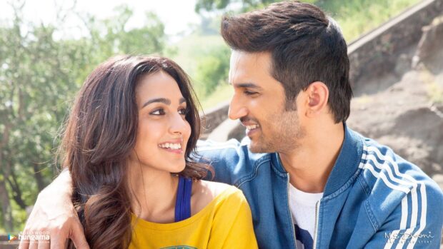 A happy couple sharing a romantic moment in Ms Dhoni The Untold Story, HD Desktop Wallpaper