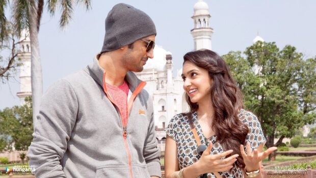 A man and woman smiling at each other outdoors in Ms Dhoni The Untold Story, HD Desktop Wallpaper