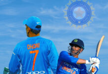 MS Dhoni is playing cricket in blue India jersey, HD Mobile Wallpaper