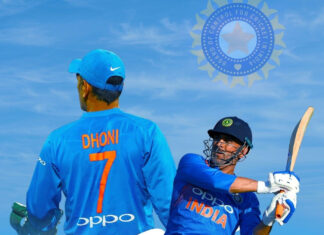 MS Dhoni is playing cricket in blue India jersey, HD Mobile Wallpaper