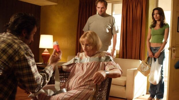 A tense moment from My Name Is Earl tv series with characters in a living room, HD Desktop Wallpaper