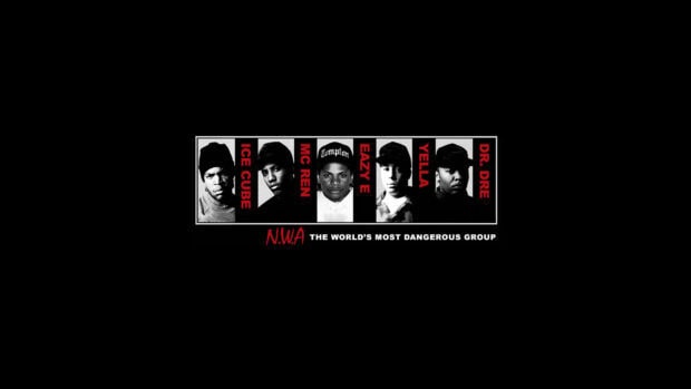 The Straight Outta Compton wallpapers feature portraits of NWA members Ice Cube, Dr. Dre, and others, 2K Desktop Wallpaper