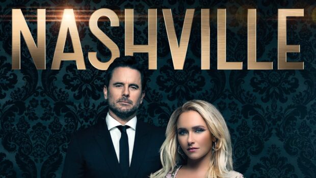 The Nashville TV series main characters stand in front of a dark ornate background, HD Desktop Wallpaper