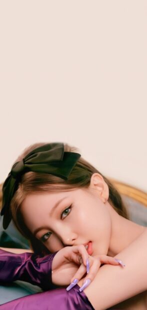 Nayeon Wallpapers features a close up portrait of a woman wearing a black bow, HD Phone Wallpaper