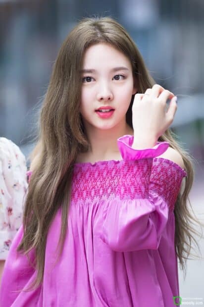 Nayeon Wallpapers shows a close up portrait with long hair and a vibrant expression, HD Mobile Wallpaper