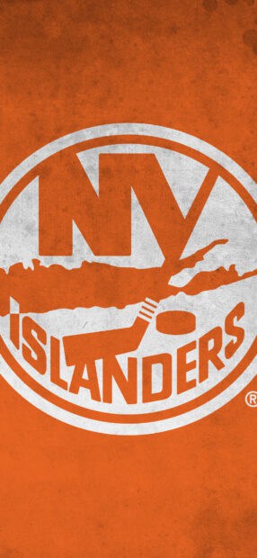 The New York Islanders logo features prominently with a hockey stick and puck on an orange background, HD Mobile Wallpaper
